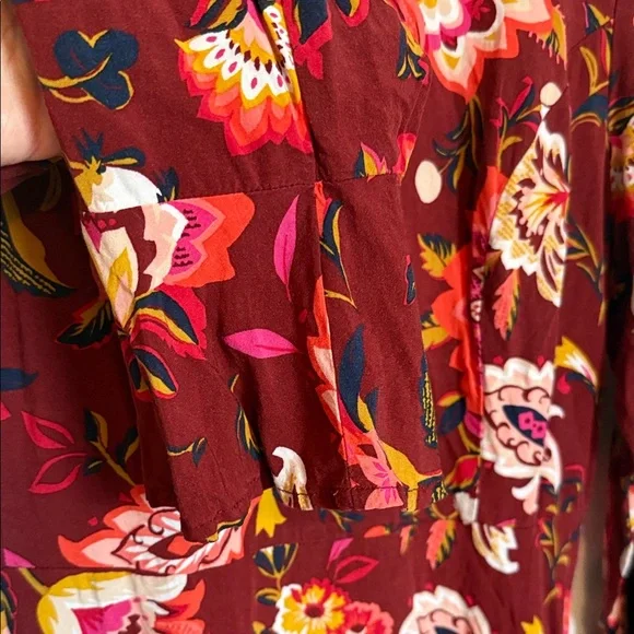 Old Navy Red Floral Long Sleeve Dress Sz 12 - Picture 3 of 9